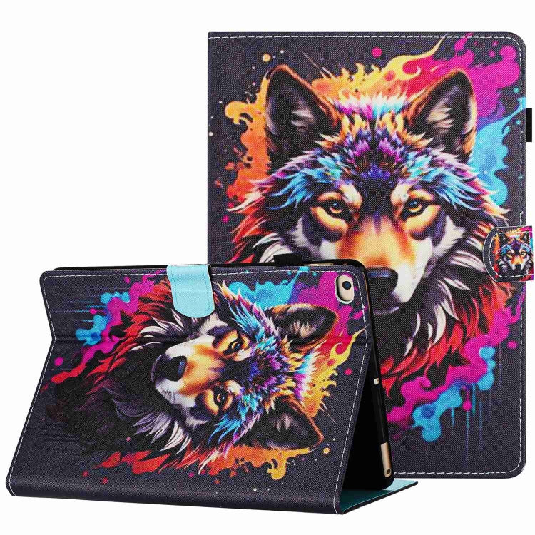 Painted Pattern Stitching Smart Leather Tablet Case, For iPad 9.7 2018 / 2017