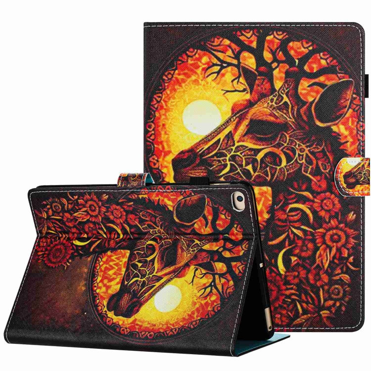 Painted Pattern Stitching Smart Leather Tablet Case, For iPad 9.7 2018 / 2017