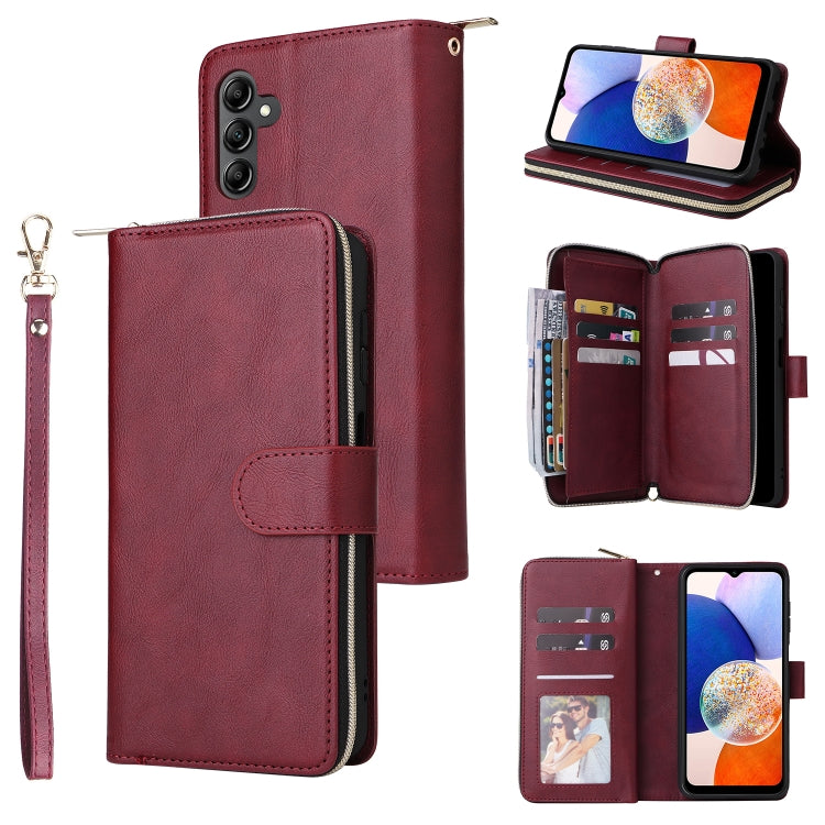 9-Card Slots Zipper Wallet Bag Leather Phone Case, For Samsung Galaxy S24 FE 5G, For Samsung Galaxy A15 5G, For Samsung Galaxy A55, For Samsung Galaxy S24 Ultra 5G, For Samsung Galaxy S24+ 5G, For Samsung Galaxy S24 5G