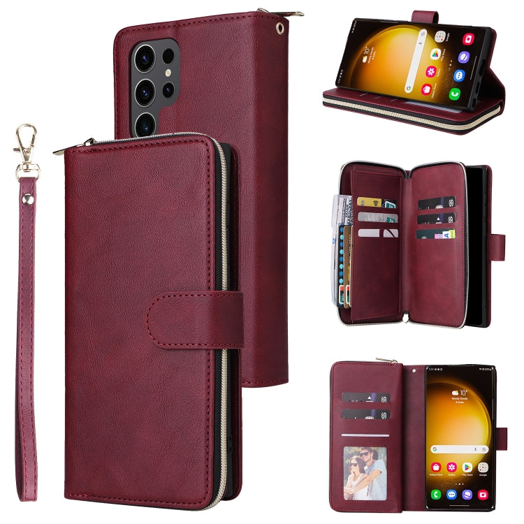 9-Card Slots Zipper Wallet Bag Leather Phone Case, For Samsung Galaxy S24 FE 5G, For Samsung Galaxy A15 5G, For Samsung Galaxy A55, For Samsung Galaxy S24 Ultra 5G, For Samsung Galaxy S24+ 5G, For Samsung Galaxy S24 5G