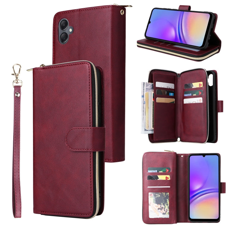 9-Card Slots Zipper Wallet Bag Leather Phone Case, For Samsung Galaxy A05, For Samsung Galaxy A05s, For Samsung Galaxy A25, For Samsung Galaxy S23 FE 5G