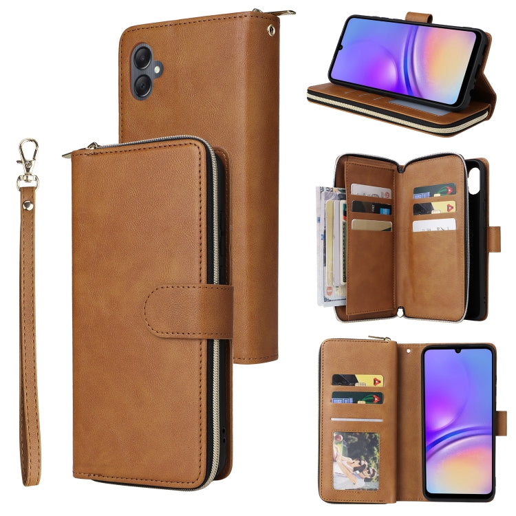 9-Card Slots Zipper Wallet Bag Leather Phone Case, For Samsung Galaxy A05, For Samsung Galaxy A05s, For Samsung Galaxy A25, For Samsung Galaxy S23 FE 5G