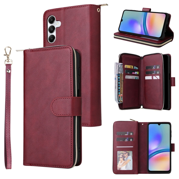 9-Card Slots Zipper Wallet Bag Leather Phone Case, For Samsung Galaxy A05, For Samsung Galaxy A05s, For Samsung Galaxy A25, For Samsung Galaxy S23 FE 5G