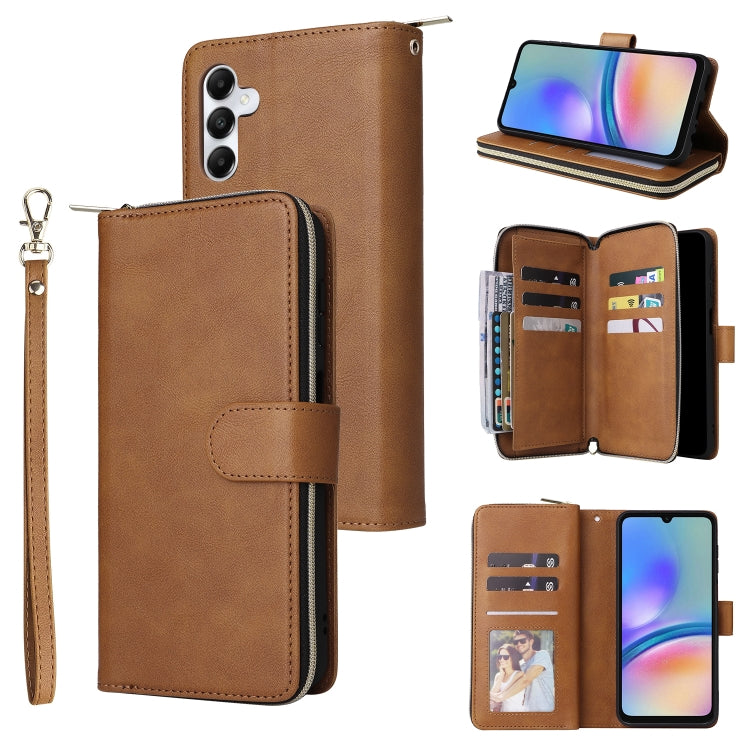 9-Card Slots Zipper Wallet Bag Leather Phone Case, For Samsung Galaxy A05, For Samsung Galaxy A05s, For Samsung Galaxy A25, For Samsung Galaxy S23 FE 5G