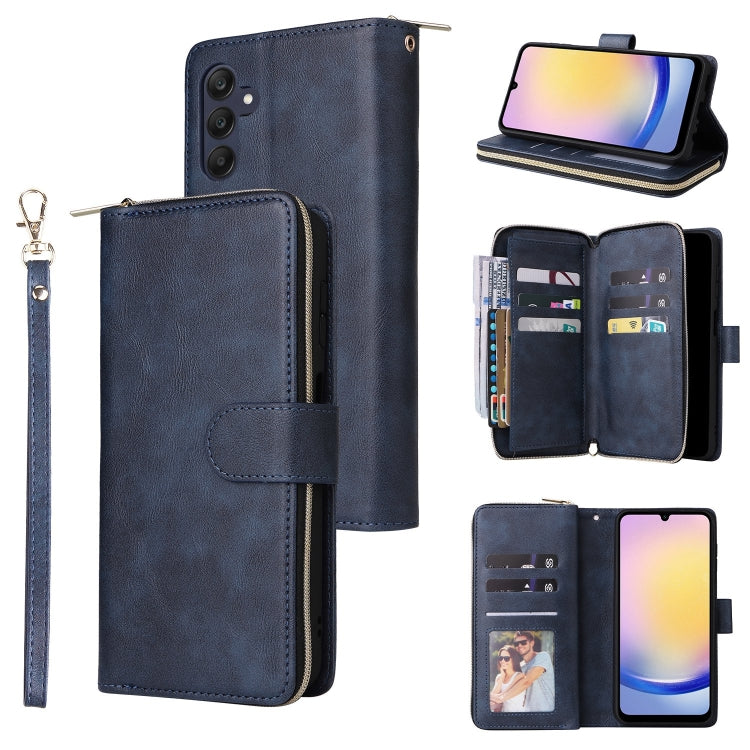 9-Card Slots Zipper Wallet Bag Leather Phone Case, For Samsung Galaxy A05, For Samsung Galaxy A05s, For Samsung Galaxy A25, For Samsung Galaxy S23 FE 5G