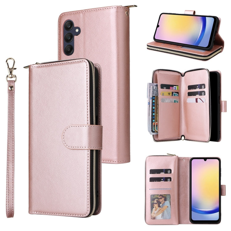 9-Card Slots Zipper Wallet Bag Leather Phone Case, For Samsung Galaxy A05, For Samsung Galaxy A05s, For Samsung Galaxy A25, For Samsung Galaxy S23 FE 5G