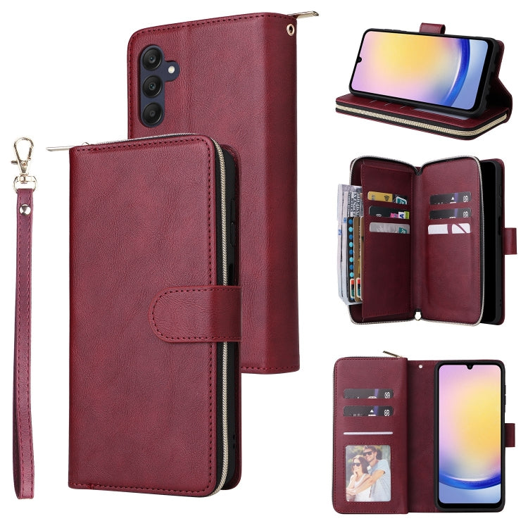 9-Card Slots Zipper Wallet Bag Leather Phone Case, For Samsung Galaxy A05, For Samsung Galaxy A05s, For Samsung Galaxy A25, For Samsung Galaxy S23 FE 5G