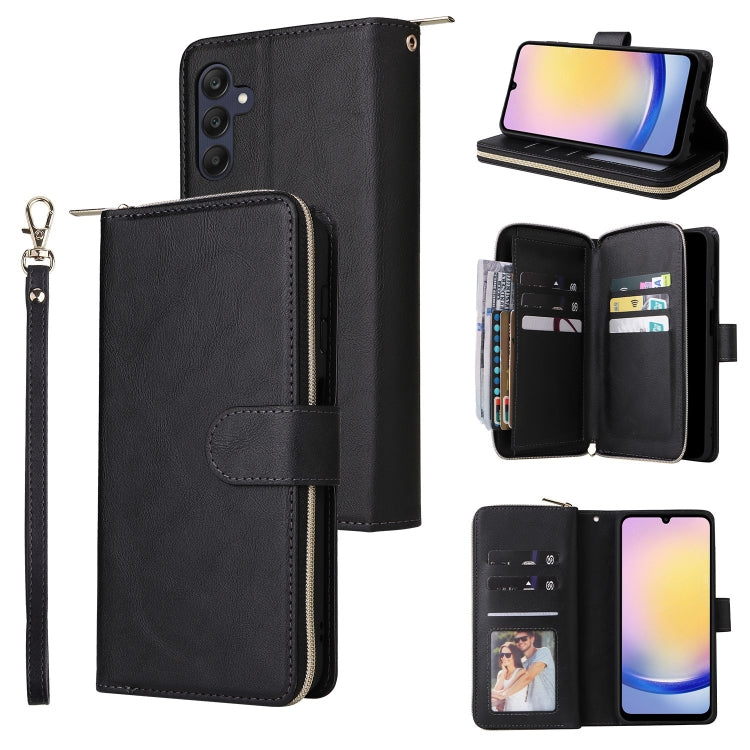 9-Card Slots Zipper Wallet Bag Leather Phone Case, For Samsung Galaxy A05, For Samsung Galaxy A05s, For Samsung Galaxy A25, For Samsung Galaxy S23 FE 5G