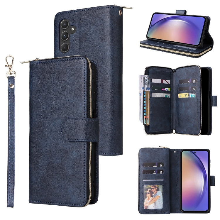 9-Card Slots Zipper Wallet Bag Leather Phone Case, For Samsung Galaxy S24 FE 5G, For Samsung Galaxy A15 5G, For Samsung Galaxy A55, For Samsung Galaxy S24 Ultra 5G, For Samsung Galaxy S24+ 5G, For Samsung Galaxy S24 5G