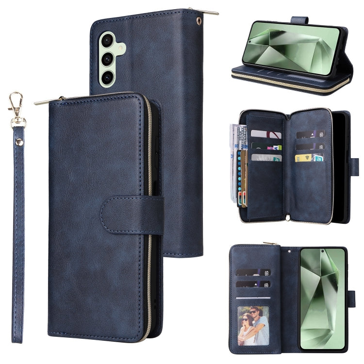 9-Card Slots Zipper Wallet Bag Leather Phone Case, For Samsung Galaxy S24 FE 5G, For Samsung Galaxy A15 5G, For Samsung Galaxy A55, For Samsung Galaxy S24 Ultra 5G, For Samsung Galaxy S24+ 5G, For Samsung Galaxy S24 5G