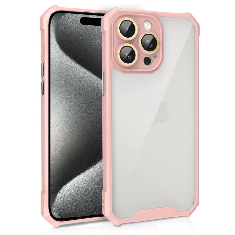 Shockproof Acrylic Phone Case with Lens Glass Film, For iPhone 16 Pro Max, For iPhone 16 Pro, For iPhone 16 Plus, For iPhone 16, For iPhone 15 Pro Max