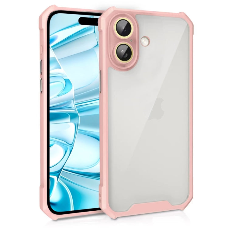 Shockproof Acrylic Phone Case with Lens Glass Film, For iPhone 16 Pro Max, For iPhone 16 Pro, For iPhone 16 Plus, For iPhone 16, For iPhone 15 Pro Max