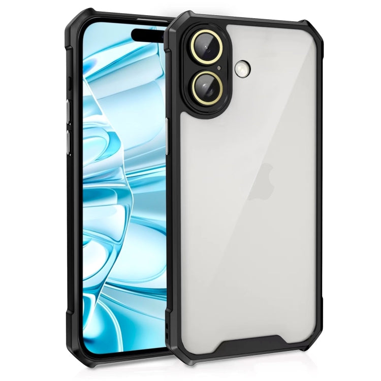 Shockproof Acrylic Phone Case with Lens Glass Film, For iPhone 16 Pro Max, For iPhone 16 Pro, For iPhone 16 Plus, For iPhone 16, For iPhone 15 Pro Max