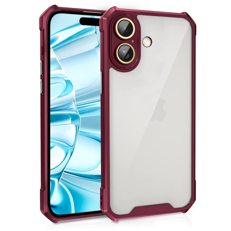 Shockproof Acrylic Phone Case with Lens Glass Film, For iPhone 16 Pro Max, For iPhone 16 Pro, For iPhone 16 Plus, For iPhone 16, For iPhone 15 Pro Max