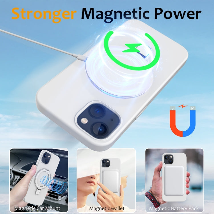 Liquid Silicone MagSafe Magnetic Phone Case with Ring Holder, For iPhone 13, For iPhone 12