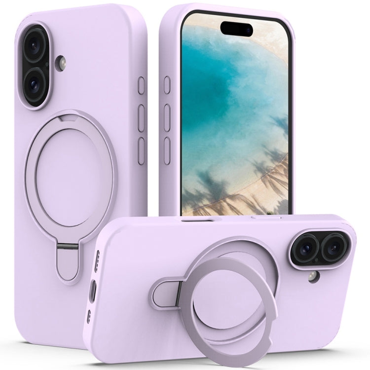 Liquid Silicone MagSafe Magnetic Phone Case with Ring Holder, For iPhone 16 Plus, For iPhone 16