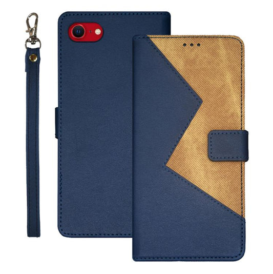 idewei Two-color Splicing Leather Phone Case, For iPhone 16e, For iPhone 15 Pro Max, For iPhone 15 Pro