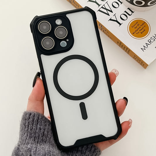 Colorful Two-Color Lens Film MagSafe Magnetic Horn Acrylic+TPU Case, For iPhone 15 Pro Max, For iPhone 15 Pro, For iPhone 15 Plus, For iPhone 15