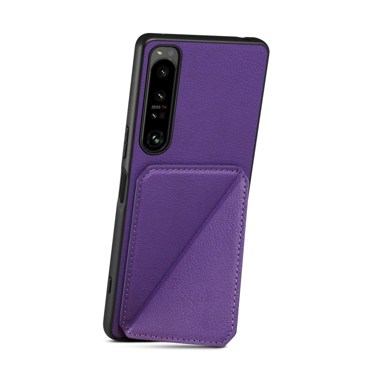 Denior Imitation Calf Leather Back Phone Case with Holder, For Sony Xperia 1 V, For Sony Xperia 10 V, For Sony Xperia 5 IV, For Sony Xperia 1 IV, For Sony Xperia 10 IV, For Sony Xperia 5 III