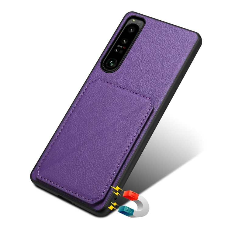 Denior Imitation Calf Leather Back Phone Case with Holder, For Sony Xperia 1 V, For Sony Xperia 10 V, For Sony Xperia 5 IV, For Sony Xperia 1 IV, For Sony Xperia 10 IV, For Sony Xperia 5 III