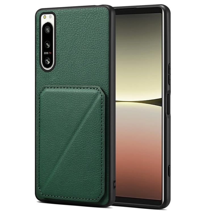 Denior Imitation Calf Leather Back Phone Case with Holder, For Sony Xperia 1 V, For Sony Xperia 10 V, For Sony Xperia 5 IV, For Sony Xperia 1 IV, For Sony Xperia 10 IV, For Sony Xperia 5 III