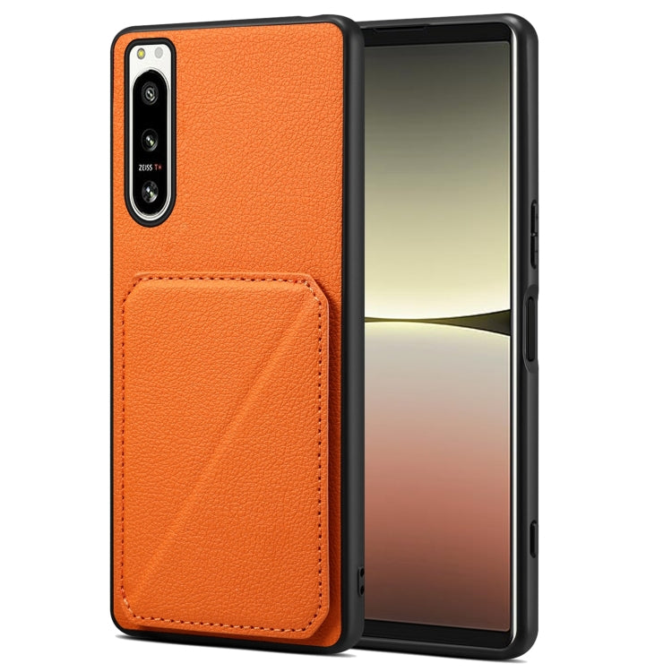 Denior Imitation Calf Leather Back Phone Case with Holder, For Sony Xperia 1 V, For Sony Xperia 10 V, For Sony Xperia 5 IV, For Sony Xperia 1 IV, For Sony Xperia 10 IV, For Sony Xperia 5 III