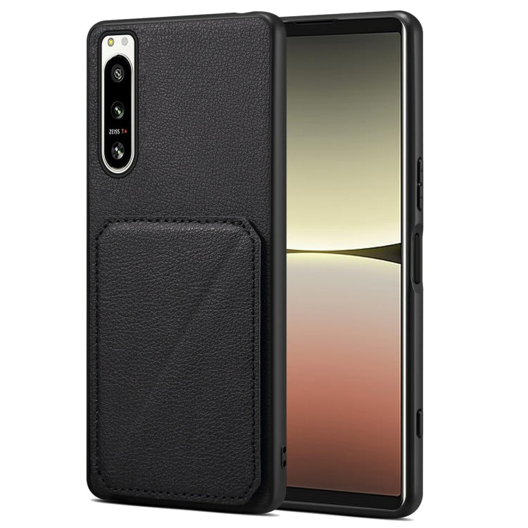 Denior Imitation Calf Leather Back Phone Case with Holder, For Sony Xperia 1 V, For Sony Xperia 10 V, For Sony Xperia 5 IV, For Sony Xperia 1 IV, For Sony Xperia 10 IV, For Sony Xperia 5 III