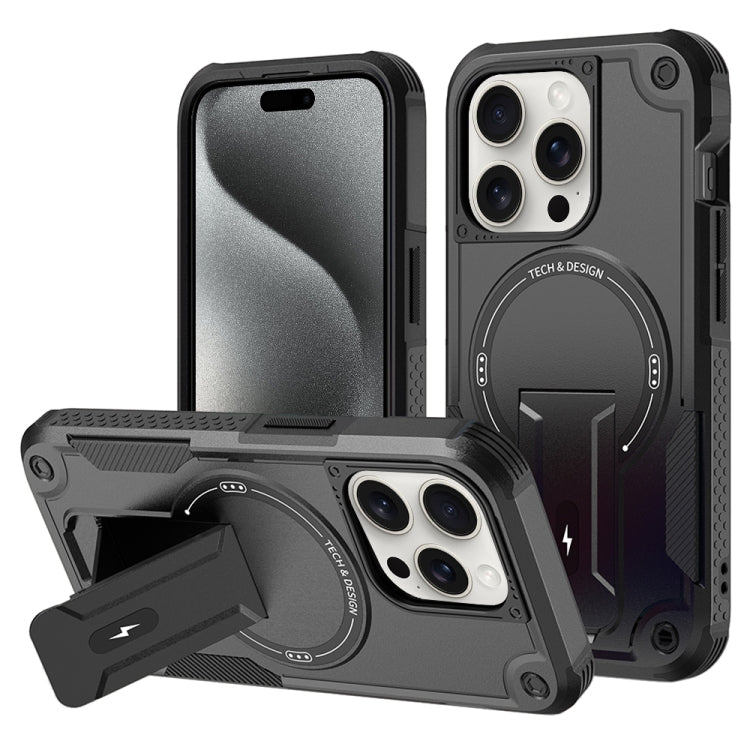 Armor Magsafe Holder PC Hybrid TPU Phone Case, For iPhone 16 Pro Max, For iPhone 16 Pro, For iPhone 16 Plus, For iPhone 16, For iPhone 15 Pro Max, For iPhone 15 Pro