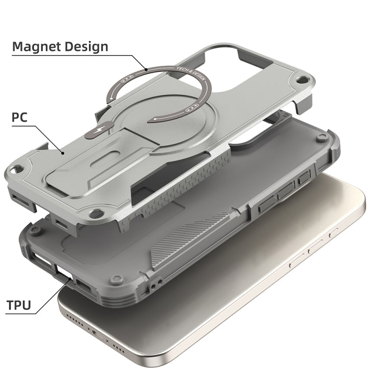 Armor Magsafe Holder PC Hybrid TPU Phone Case, For iPhone 16 Pro Max, For iPhone 16 Pro, For iPhone 16 Plus, For iPhone 16, For iPhone 15 Pro Max, For iPhone 15 Pro