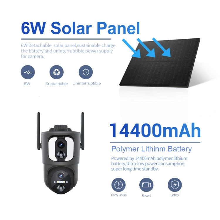 ESCAM QF390 2x2MP Binocular Solar WiFi Camera Supports Two-way Voice & Alarm Recording, QF390