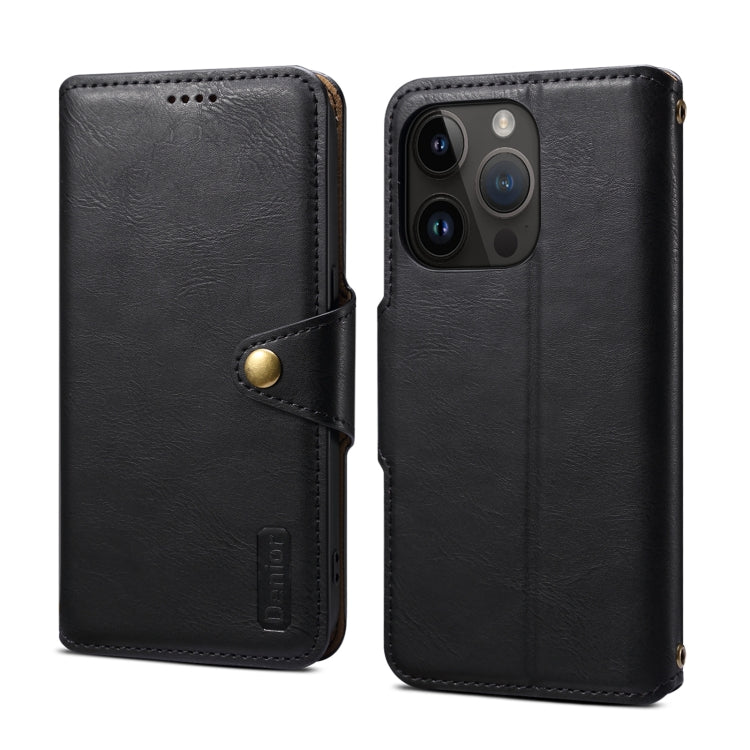 Denior Cowhide Texture Wallet Style Leather Phone Case