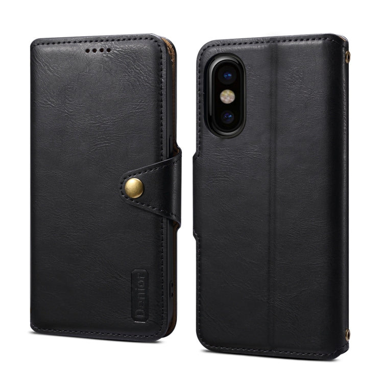 Denior Cowhide Texture Wallet Style Leather Phone Case