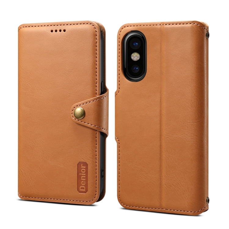 Denior Cowhide Texture Wallet Style Leather Phone Case