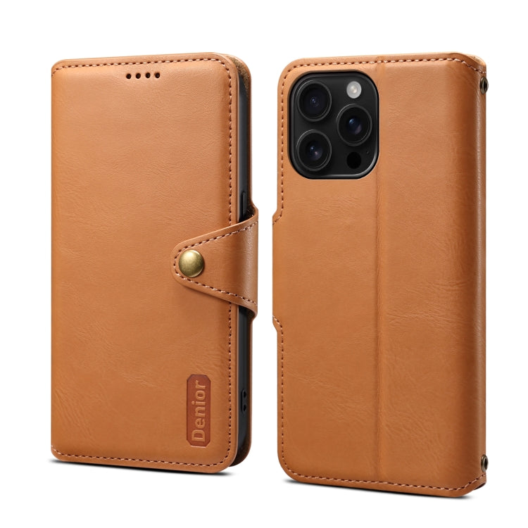 Denior Cowhide Texture Wallet Style Leather Phone Case, For iPhone 16 Pro Max, For iPhone 16 Pro, For iPhone 16 Plus, For iPhone 16, For iPhone 15 Pro Max, For iPhone 15 Pro, For iPhone 15 Plus, For iPhone 15