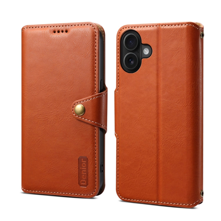 Denior Cowhide Texture Wallet Style Leather Phone Case, For iPhone 16 Pro Max, For iPhone 16 Pro, For iPhone 16 Plus, For iPhone 16, For iPhone 15 Pro Max, For iPhone 15 Pro, For iPhone 15 Plus, For iPhone 15