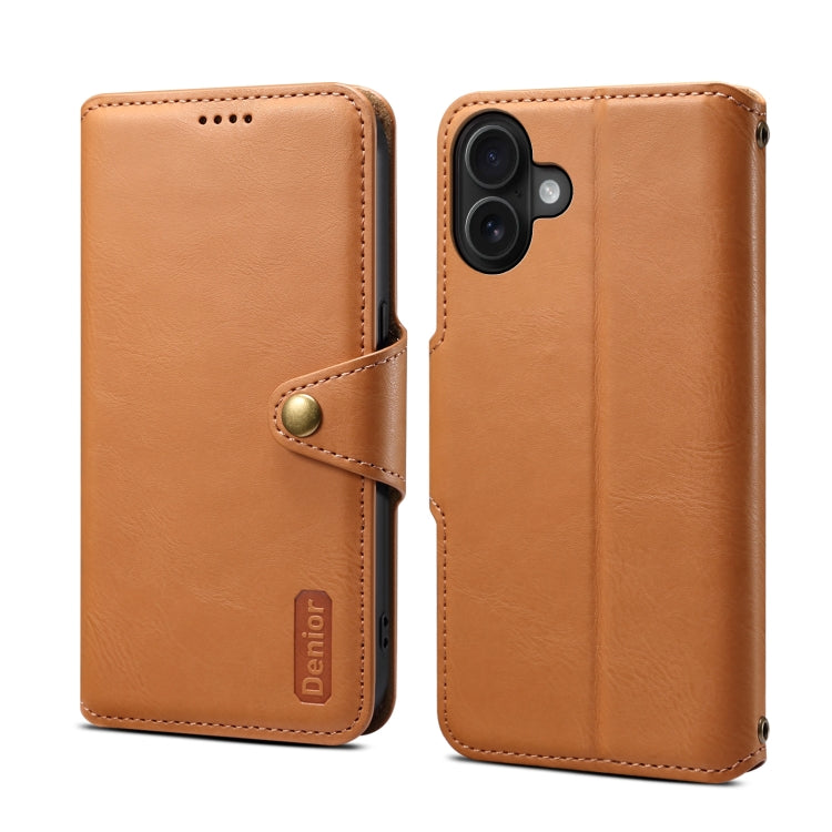 Denior Cowhide Texture Wallet Style Leather Phone Case, For iPhone 16 Pro Max, For iPhone 16 Pro, For iPhone 16 Plus, For iPhone 16, For iPhone 15 Pro Max, For iPhone 15 Pro, For iPhone 15 Plus, For iPhone 15