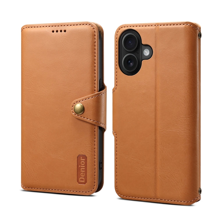 Denior Cowhide Texture Wallet Style Leather Phone Case, For iPhone 16 Pro Max, For iPhone 16 Pro, For iPhone 16 Plus, For iPhone 16, For iPhone 15 Pro Max, For iPhone 15 Pro, For iPhone 15 Plus, For iPhone 15