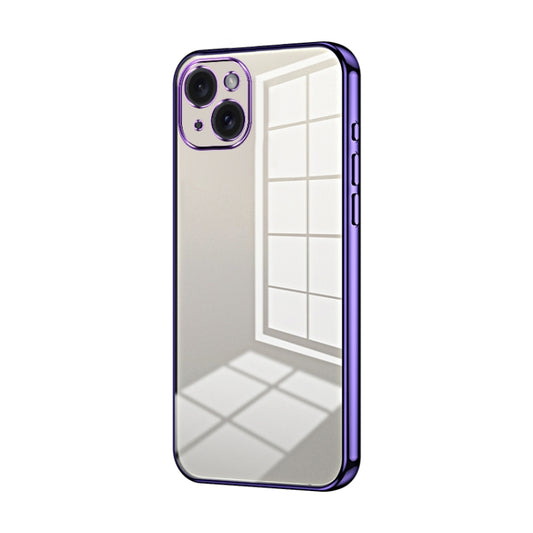 Transparent Plating Fine Hole Phone Case, For iPhone 15 Plus, For iPhone 15, For iPhone 14 Plus