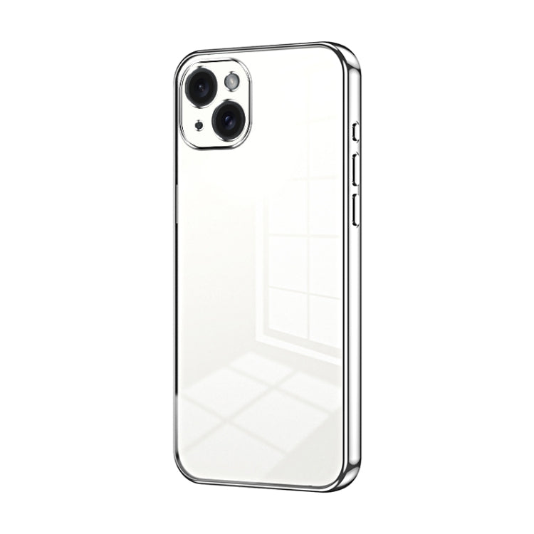 Transparent Plating Fine Hole Phone Case, For iPhone 15 Plus, For iPhone 15, For iPhone 14 Plus