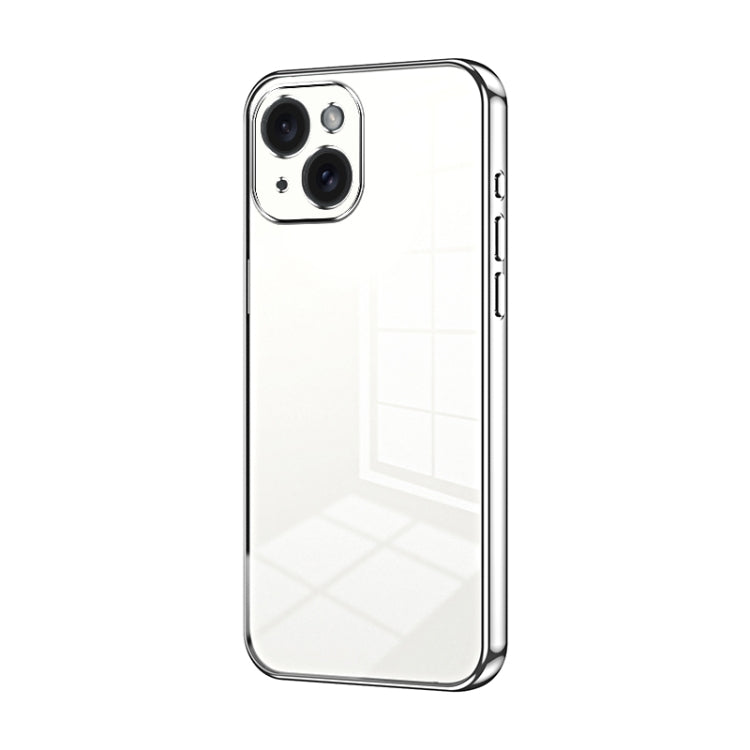 Transparent Plating Fine Hole Phone Case, For iPhone 15 Plus, For iPhone 15, For iPhone 14 Plus