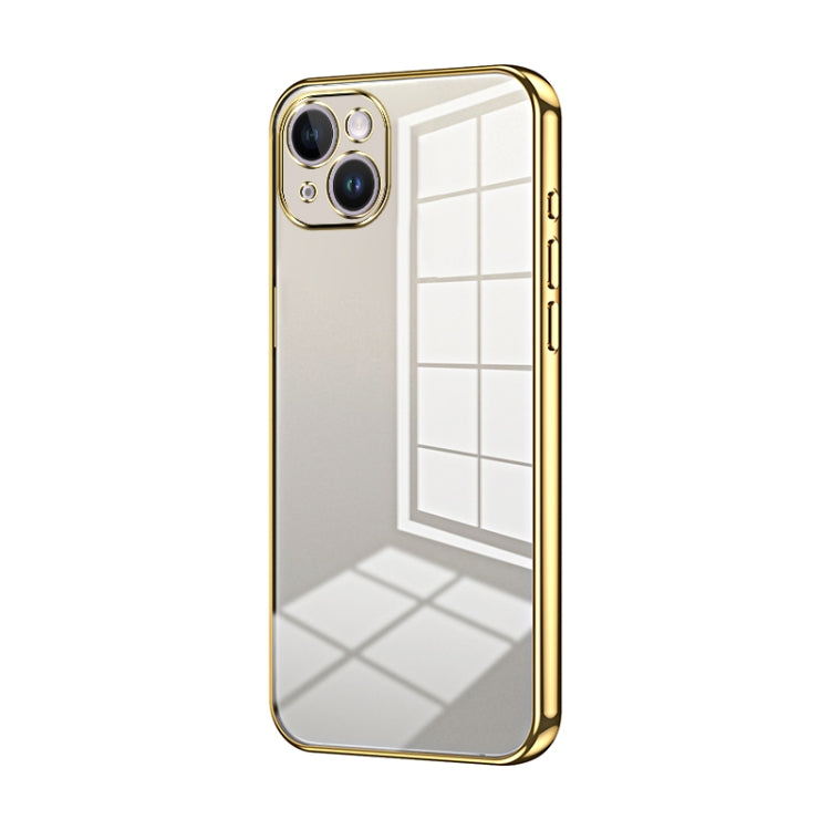 Transparent Plating Fine Hole Phone Case, For iPhone 15 Plus, For iPhone 15, For iPhone 14 Plus