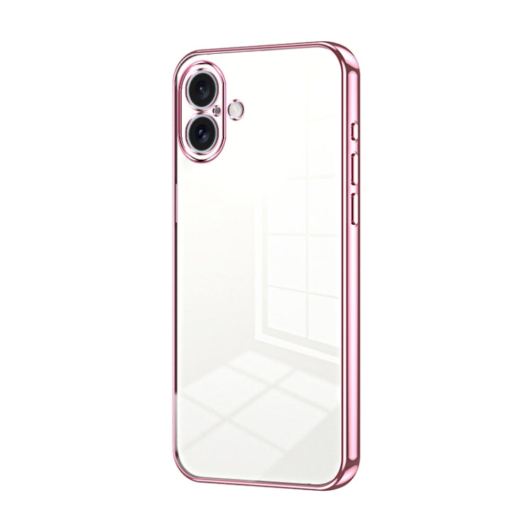 Transparent Plating Fine Hole Phone Case, For iPhone 16 Pro Max, For iPhone 16 Pro, For iPhone 16 Plus, For iPhone 16