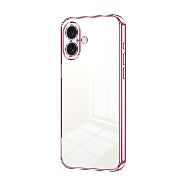 Transparent Plating Fine Hole Phone Case, For iPhone 16 Pro Max, For iPhone 16 Pro, For iPhone 16 Plus, For iPhone 16