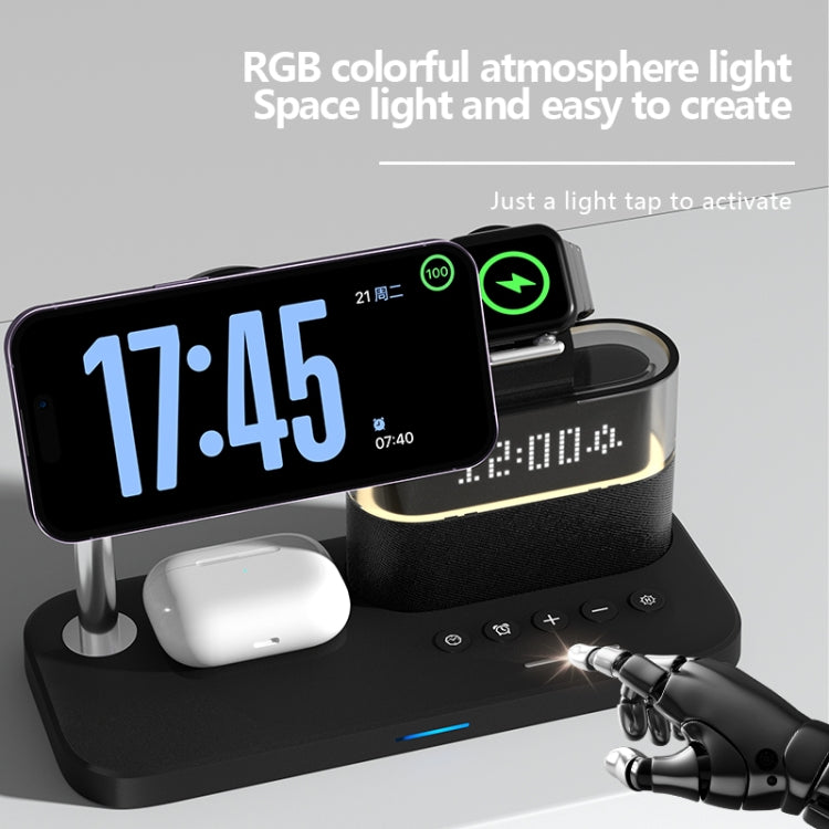 CO9 15W 5 in 1 Multifunctional Wireless Charger Bedside Clock Lamp, 5 in 1