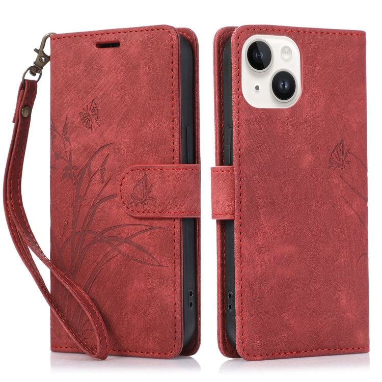 Orchid Butterfly Embossed Leather Phone Case, For iPhone 13 Pro, For iPhone 13, For iPhone 12 / 12 Pro, For iPhone 12 Pro Max, For iPhone 11 Pro Max