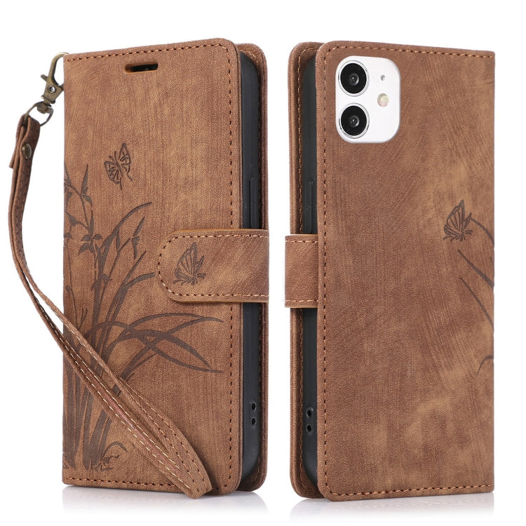 Orchid Butterfly Embossed Leather Phone Case, For iPhone 13, For iPhone 12 / 12 Pro, For iPhone 12 Pro Max, For iPhone 11 Pro Max, For iPhone 11