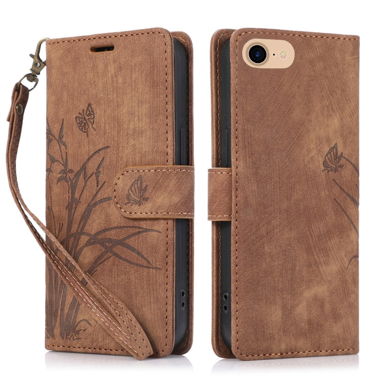 Orchid Butterfly Embossed Leather Phone Case, For iPhone 14 Pro Max, For iPhone 7 / 8 / SE 2022, For iPhone 13 Pro Max, For iPhone 13 Pro