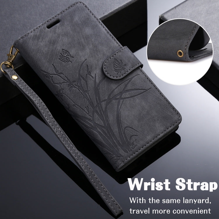 Orchid Butterfly Embossed Leather Phone Case, For iPhone 16, For iPhone 15 Pro Max, For iPhone 15 Pro, For iPhone 15 Plus