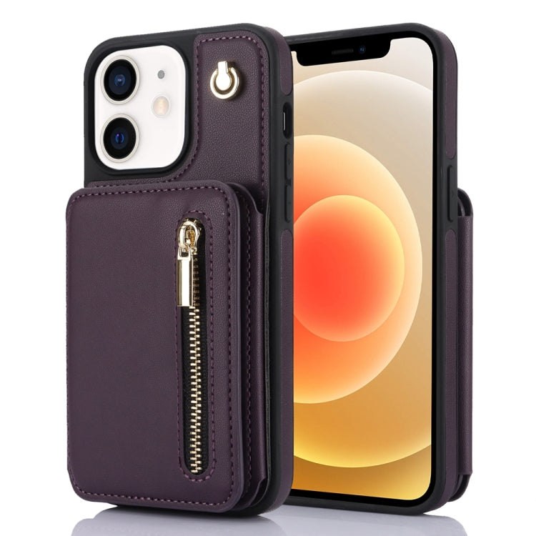 YM006 Skin Feel Zipper Card Bag Phone Case with Dual Lanyard, For iPhone 12 / 12 Pro, For iPhone 12 Pro Max, For iPhone 11 Pro Max, For iPhone 11