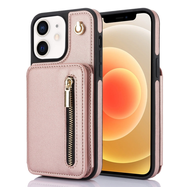 YM006 Skin Feel Zipper Card Bag Phone Case with Dual Lanyard, For iPhone 12 / 12 Pro, For iPhone 12 Pro Max, For iPhone 11 Pro Max, For iPhone 11